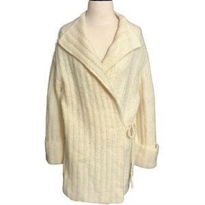 SLEEPING ON SNOW x ANTHROPOLOGIE Ivory Knit  Collarless Cardigan Robe Si…